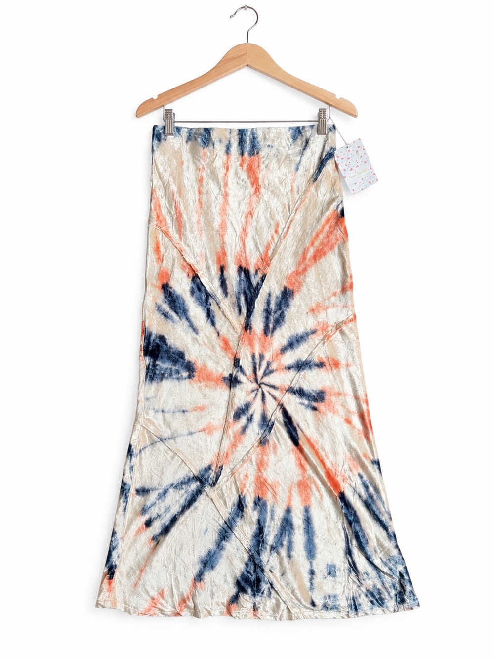 Free People Serious Swagger Tie Dye Velvet Midi Skirt Size Small NWT